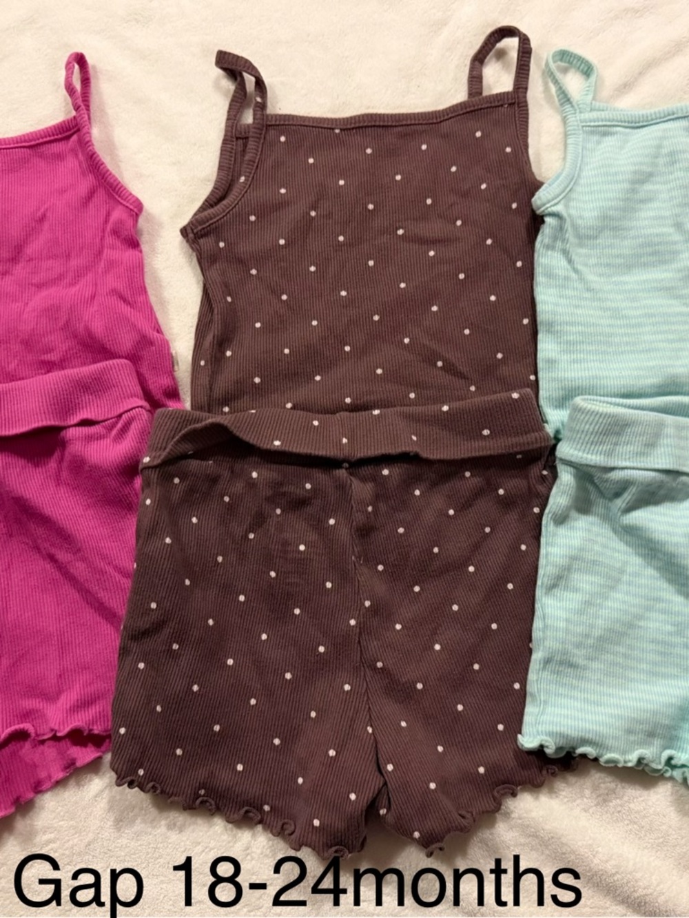 GAP Girls 3-Pack Tank & Short Sets - Brown, Pink, Mint